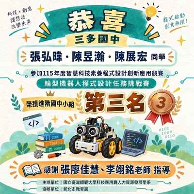 恭喜三多國中獲獎同學