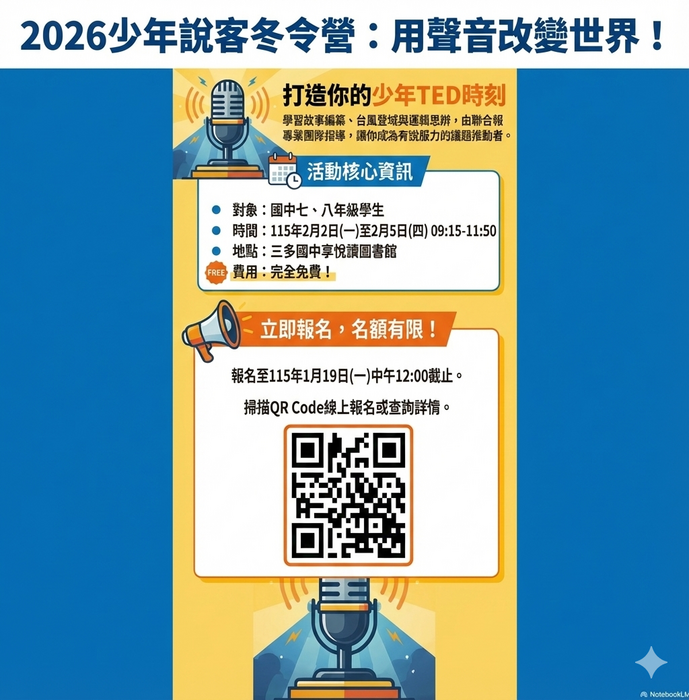 三多國中2026 少年說客冬令營圖片
